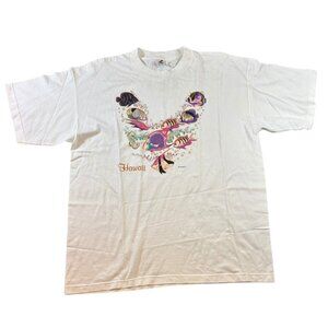 Vintage Alstyle Hawaii Graphic T-Shirt XL White Short Sleeve Cotton Fish Design